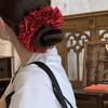 Korean Style MONA Floral Satin Pleated Scrunchie for Buns