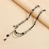Unique Dark Multi Layer Tassels Gothic Clavicle Chain Adjustable Length Neckchain Punk Style Alloy Necklace For Women