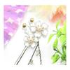 Miaomyao Hairpin Kanzashi Single Prong Hair Stick for Japanese Kimono, Metal Antique Cubic Zirconia, Couple Double Flower, Cherry Blossom, Petals,