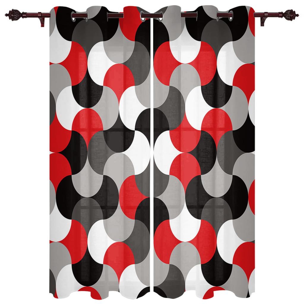 Circle Abstract Geometry Window Curtain Living Room Luxury Valance Curtain for Bedroom Home Kitchen Decor Curtain