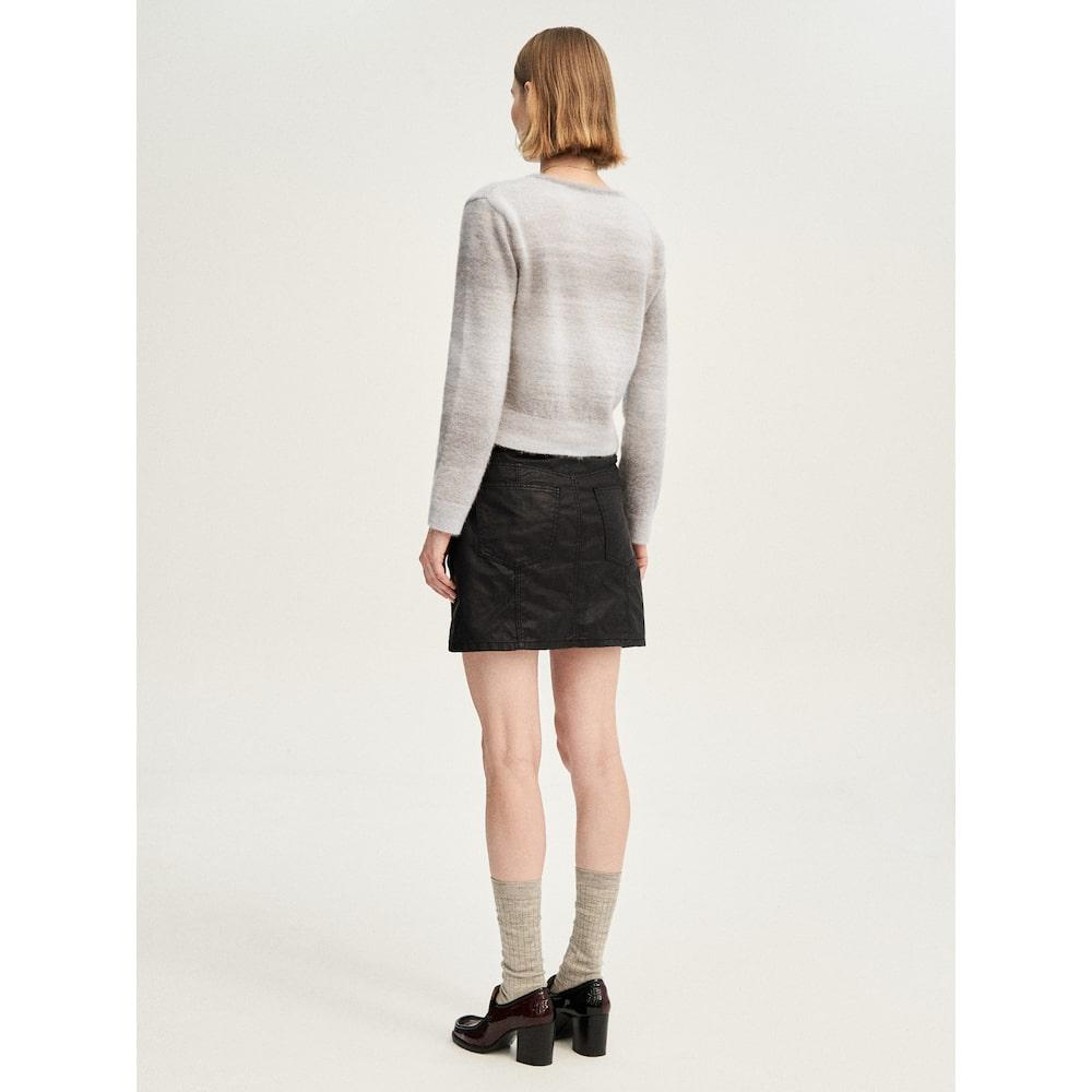 8SECONDS Coated Denim Mini Skirt Black