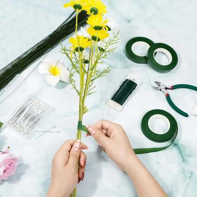 Yeşil Güzel Çiçek Bantları 18 Metre Kağıt Yapışkan Bantlar Gül Çiçek Sarma Çiçek Düzenleme Kurdelesi