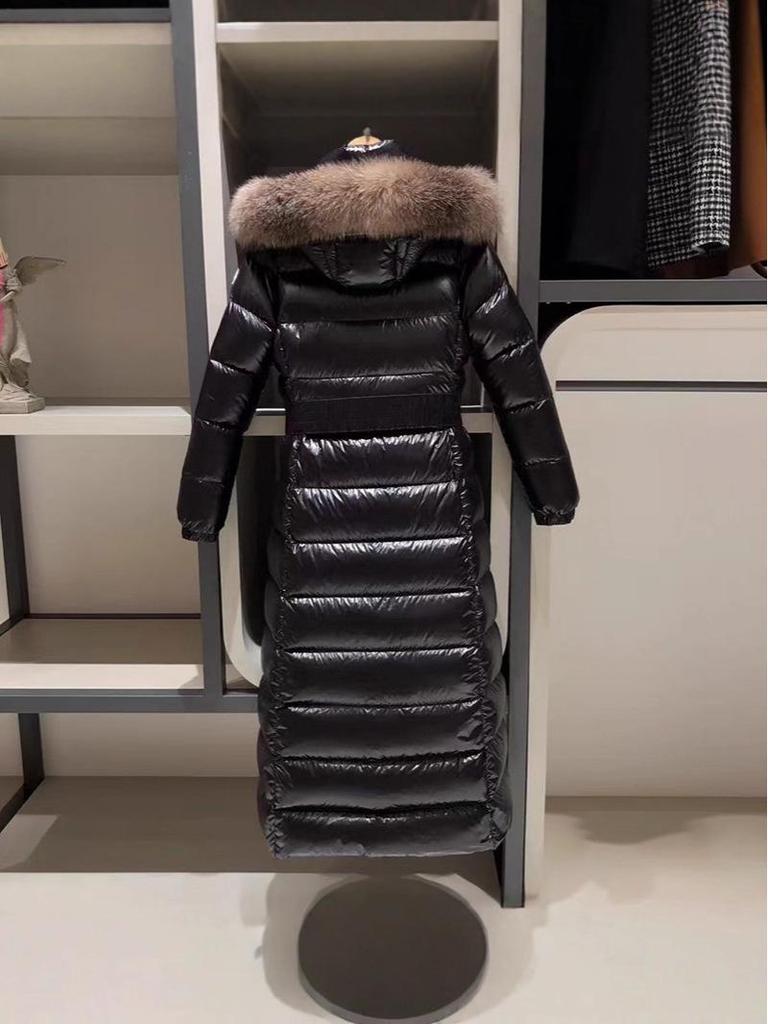 Damen Glänzende Weiße Entendaunen Überknie Lang Kapuzen Slim Fit Winterjacke 2025