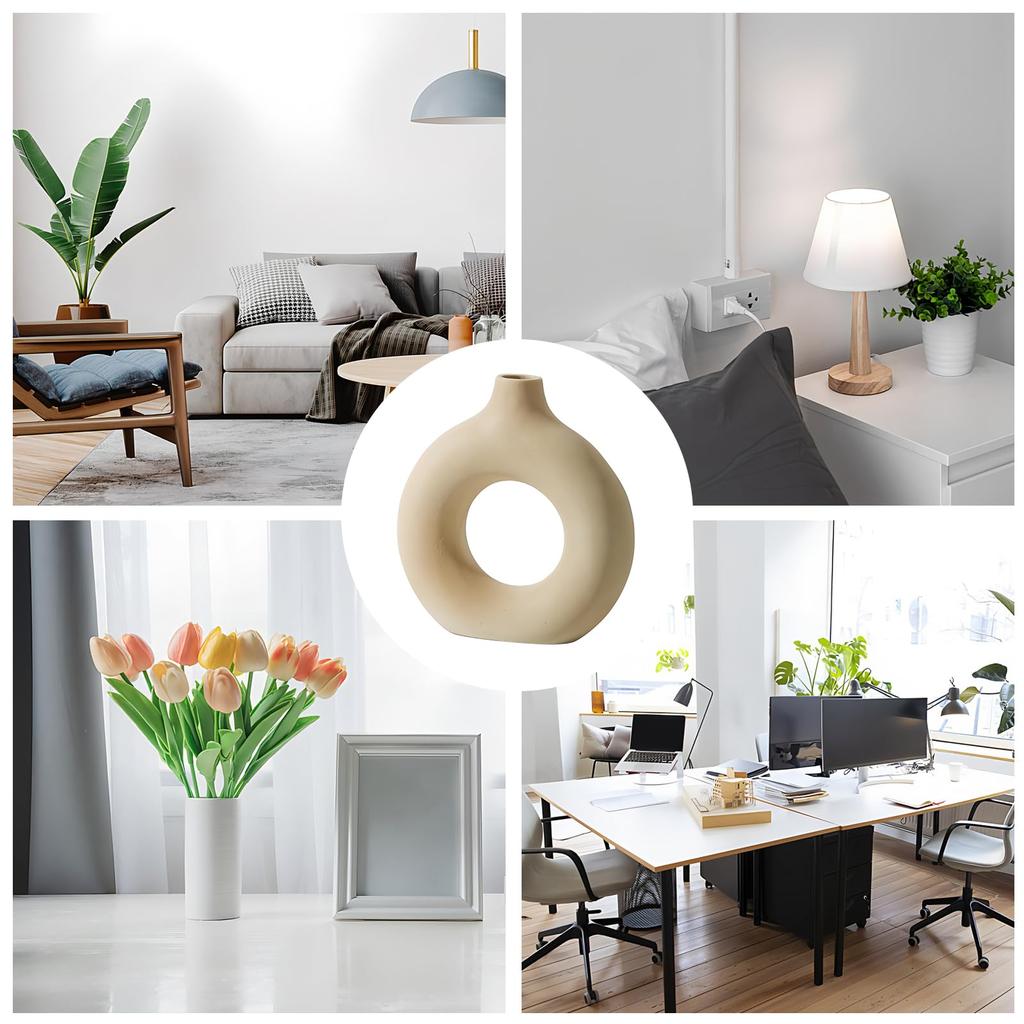 Nricrlus Ceramic Flower Vase, Nordic Simple Ring-Shaped, Modern, Single Flower Vase, Art Planter, Modern Stylish Flower Base, Decorative, Ikebana,