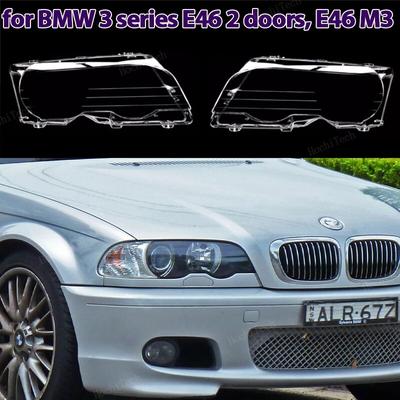 Headlight Transparent Headlight Len Left Right Lampshade Cover For BMW E46 Coupe Convertible 1999-2003 Pre-facelift M3 2000-2006