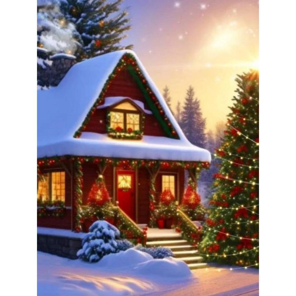 Diamantmaleri Kunst Full Drill Juletrehus Diamantmaleri Håndlaget Snøhvit Day Diy Diamant Mosaikkmaleri Hjemdekorasjon Julegave