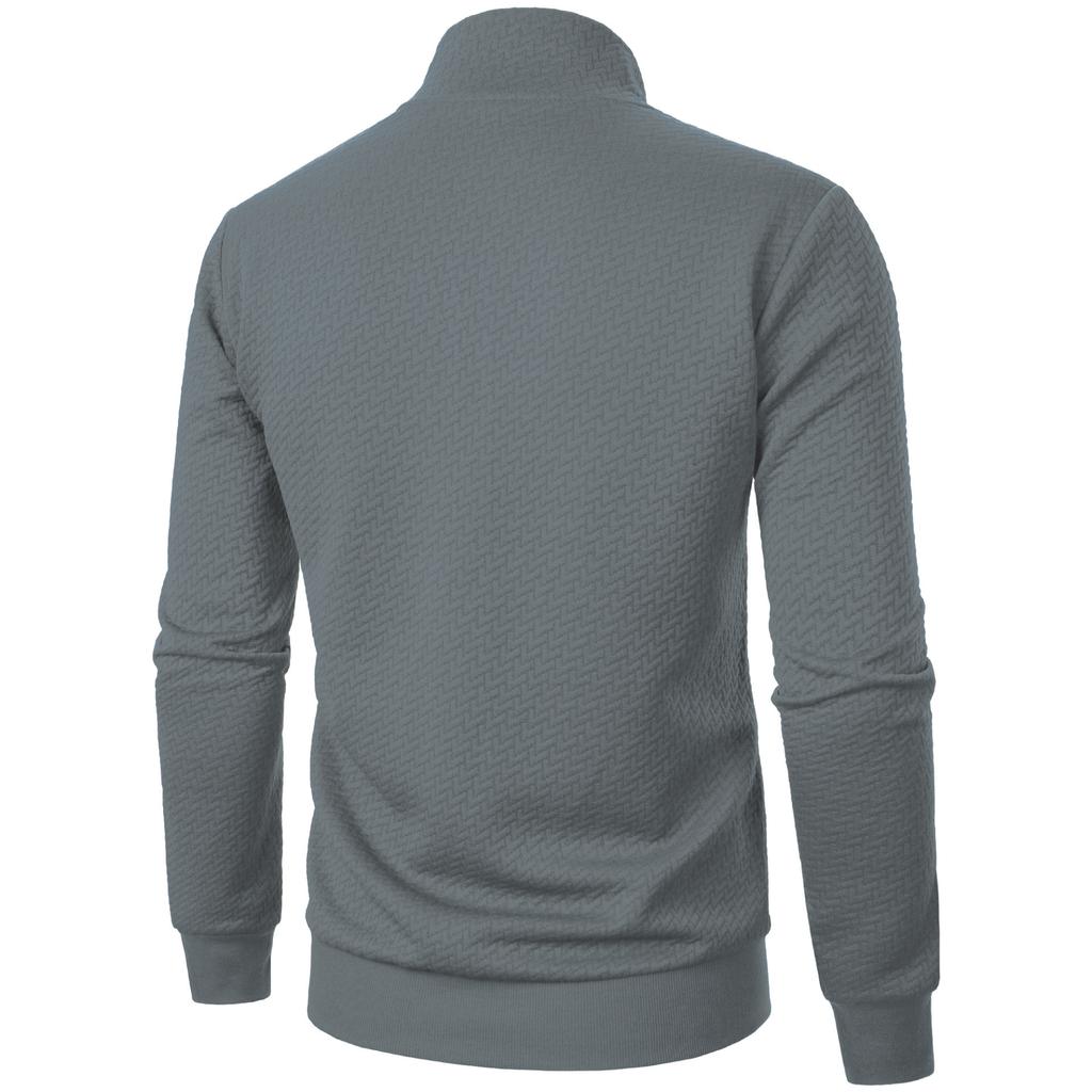 Nowy męski nowy kolorowy sweter z zamkiem i stójką, męski casualowy sweter kardigan żakardowy