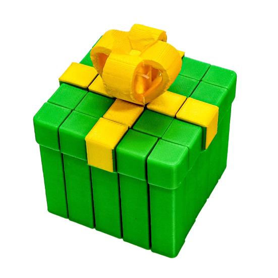 

Gift Box Fidget Toy 3D Printed Christmas Ornament Transformable Gift Box Stress-Relieving Toy Stocking Stuffer for Teens And Adults Holiday Decoration зелёный