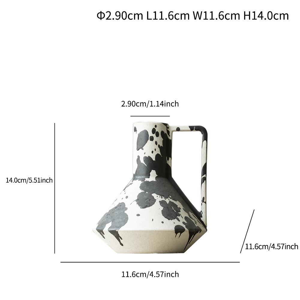 Geometric Retro Ink Painted Ceramic Vase - Desktop Flower Holder