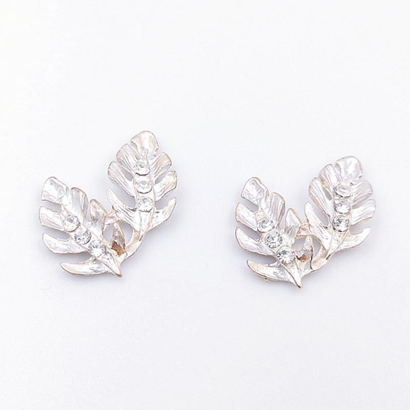 Engood 100Pcs Rhinestone Leaves Button Sewing Trim & Embellishments Craft Buckle for DIY Hair Bridal Headwear Decoration