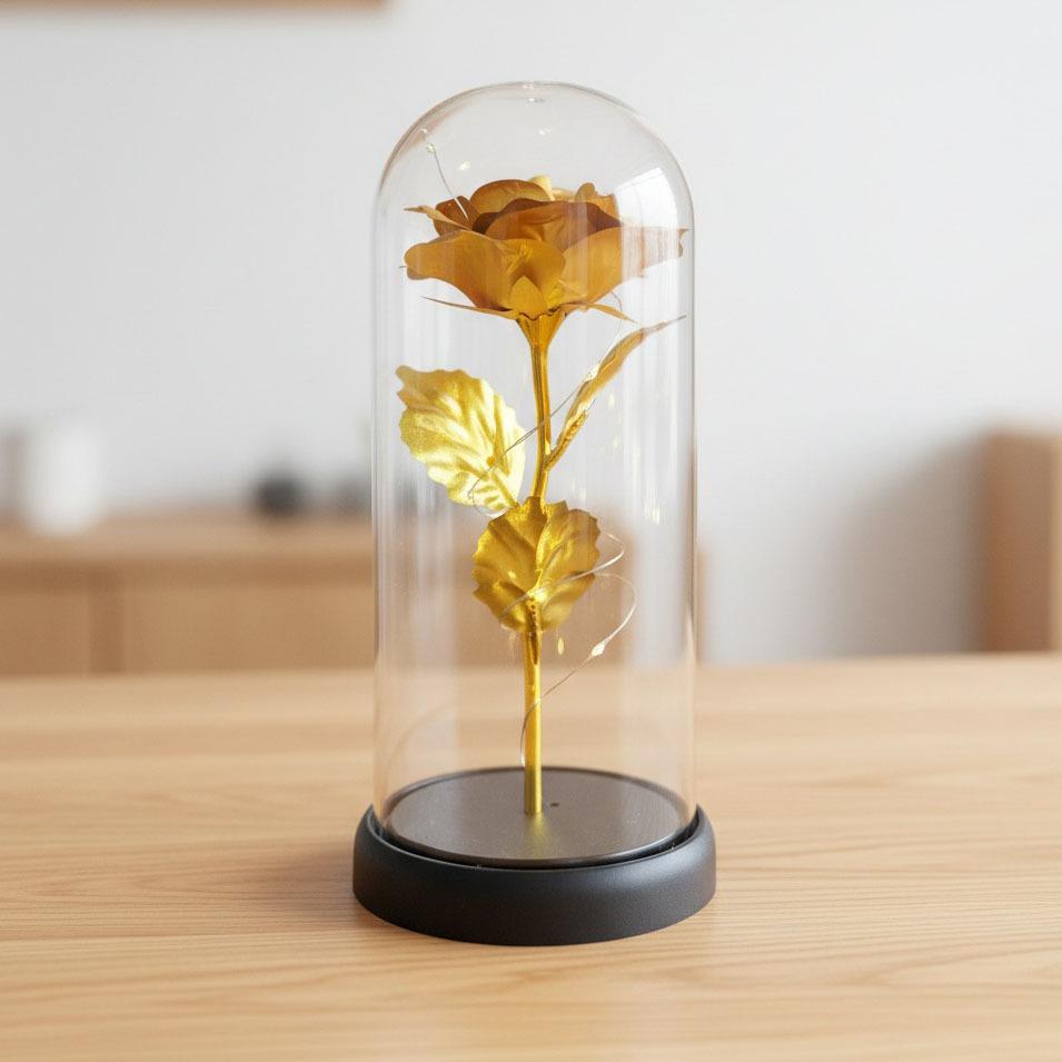 Eternal flower gold foil rose glass cover ornament birthday gift Qixi Festival Valentine's Day Mother's Day Christmas night light