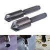 A34R 2Pcs 7 Flute Countersink Drill Bit Set Hex Shank Chamfer Countersink Drill Bit Deburring Cutter Woodworking Tool
