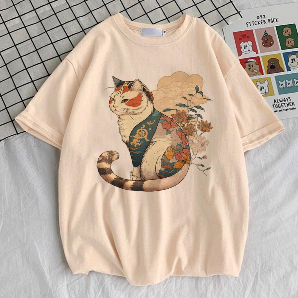 Japanese Grunge Cat t-shirt women harajuku  Graphic anime Retro streetwear Digital shirt hip hop Retro 2000s women graphic