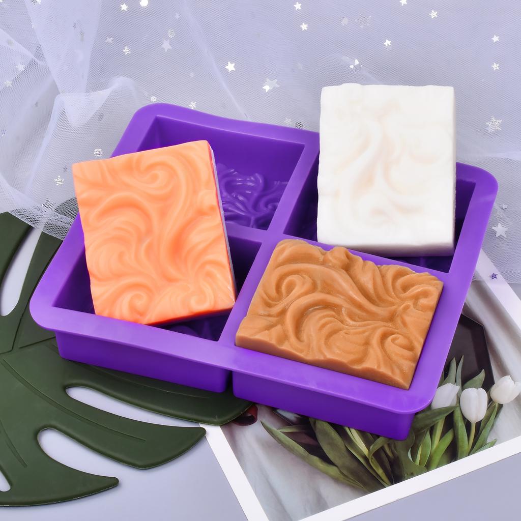 3D Wave Sea Wave Pattern Silicone Soap Mold DIY Square Relief Flower Soap Pattern Handmade Chocolate Cake Decoration Baking Tool