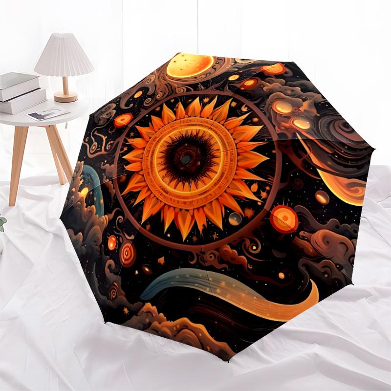 1pc Cosmic Eye Mandala Automatic Opening and Closing Folding Umbrella with 8 Iron Ribs - Portable, Foldable for Travel yy251124149