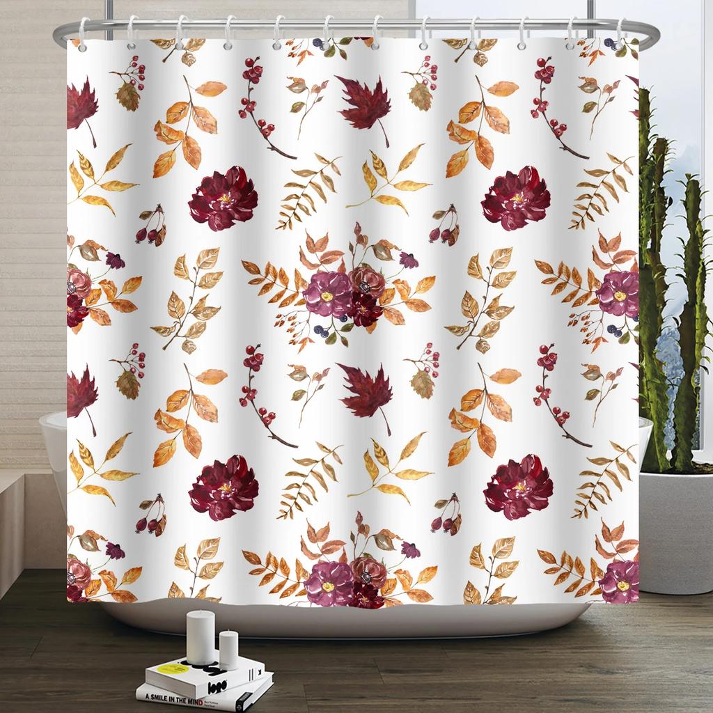 Watercolor Floral Shower Curtain for Bathroom Spring Elegant Flower Printed Bath Curtain Botanical Wildflower Bathroom Decor