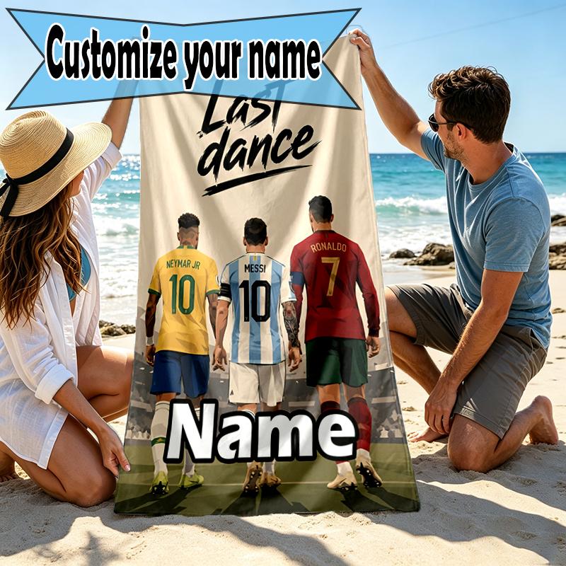 Custom Name Personalized Real Madrid Print Beach Towel, for Trip Camping Beach Party Home Decor, Birthday Gift for Family & Friends
