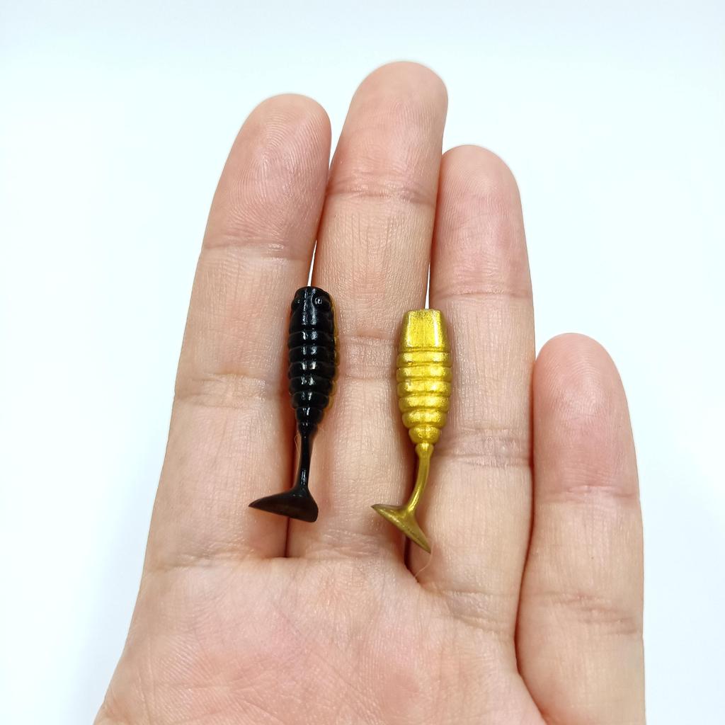 DUODUOYU 30PCS Mini Soft Fishing Lures 30mm/0.6g Small T-tail Worm Lure Silicone Artificial Bait Bass Pike Fishing Tackle