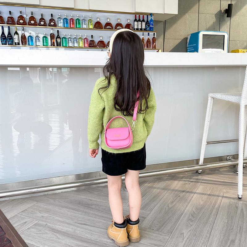 Adorable Mini Pu Leather Girls Handbag Stylish Vintage Crossbody Bag For Kids