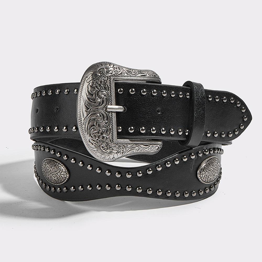 Punk Wide Waistband Korean Style Y2K Girl Waistband Adjustable PU Leather Rivet Belt  Outdoor