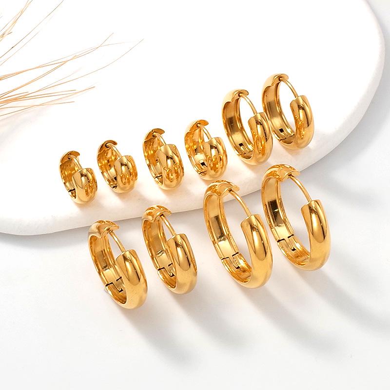 Trendy Titanium Steel Minimalist Hoop Earrings: Polished, Lightweight, Versatile, and Fashion-Forward for Men and Women