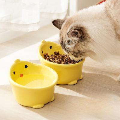 Cartoon Pet Ceramic Bowl Cat Bowl Extra Tall Dog Bowl Cat Pet Bowl Rice Bowl Dog Bowl Anti-upset Ceramic Pet Bowl