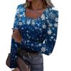 Damenmode Slim Bottom Casual Langarm Weihnachten bedruckt Pullover U-Ausschnitt Top