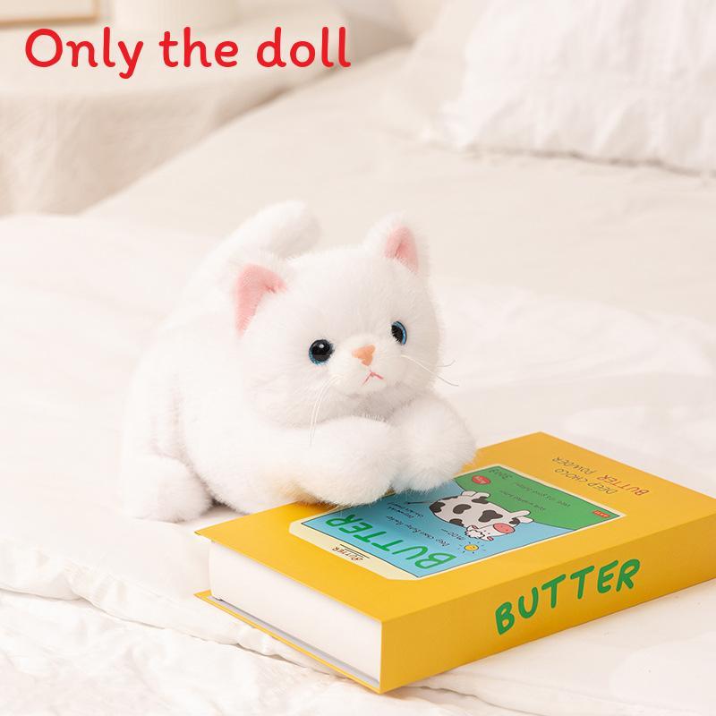 

Милая плюшевая кукла кошка, при нажатии издающая звук, дизайн для детского подарка White,35cm