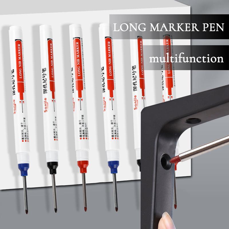 6/8Pcs/Set 30mm Long Head Markers Pen Bathroom Woodworking Decoration Deep Hole Marker Blue/Red/Black/White Oily Marker Pens