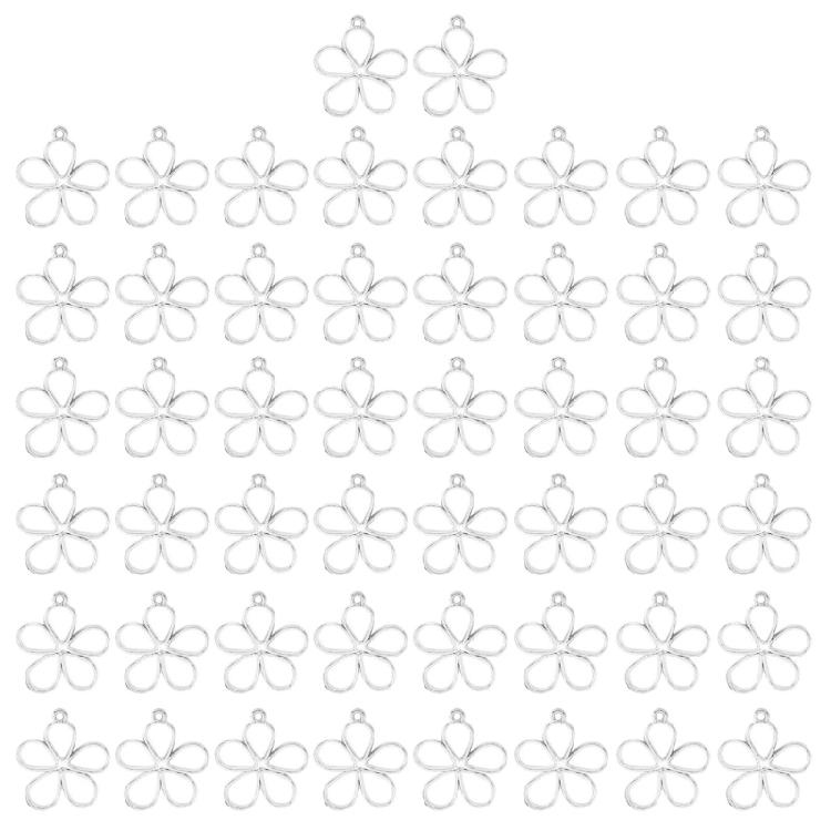 50 PCS Alloy Hollow Flower Charm Flower Pendant Hollow Flower for Jewelry Making