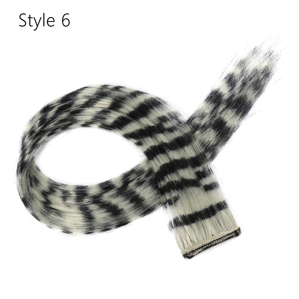 Colorful Hair Highlights Stripe Printed Wig Hairpieces Christmas Clip in Hair Extensions Girls