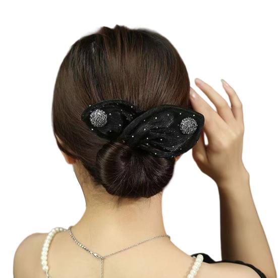 Hair Band Easy to Use French Spiral Hair Tie with 3D Mesh Yarn Flower Decor Wire Bun Maker Hair Accessories