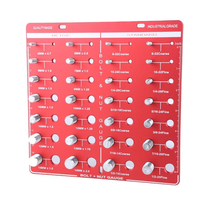 Upgrades Thread Identifier with Standard & Metric Measurements Thread Checker Plate 28/18/44 Hole for Nut & Bolts