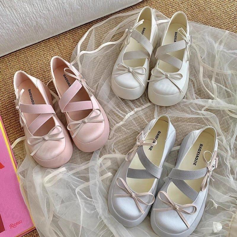 Fashion 2025 Autumn New Elegant Bow Design Shallow Mouth Casual Thick Soled Mary Jane for Women Comfortable Fashion Ballet Single Shoes