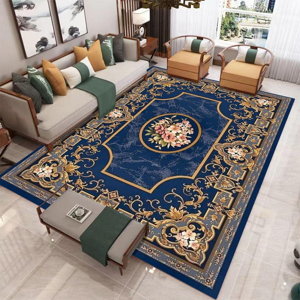 Luxury Blue Turkish Boho-style Carpetcarpet for Living Room Decor Bedroom Soft Floor Mat Balcony Lounge Rugs Kitchen Nonslip Mat