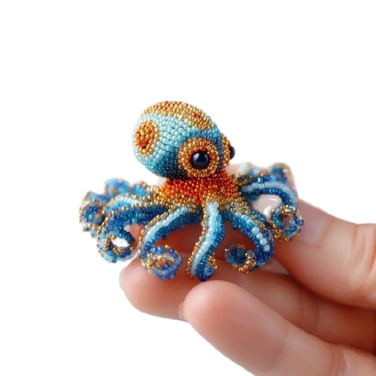 Výšivka korálky mořská zvířata sada s návodem Mořští tvorové vyšívání řemeslné potřeby pro kutily začátečníky