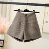 Shorts Women's Tweed Plaid Print Casual High Waist Fashion Wide-leg Pants