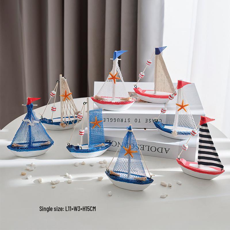 Porzellan Segelschiff Modell im mediterranen Stil - Kreative Holz Heimdeko Ornamente