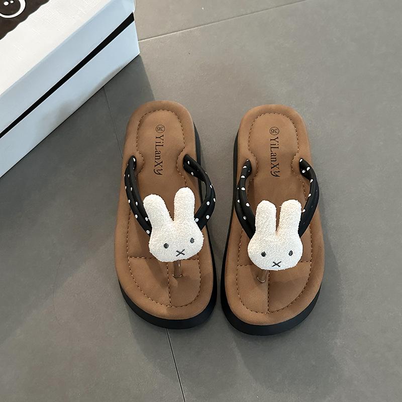 Fashion Versatile Casual Cartoon Tutu Flip-flops 2025 Summer Women's New Thick-soled Outer Wear Toe Sandals