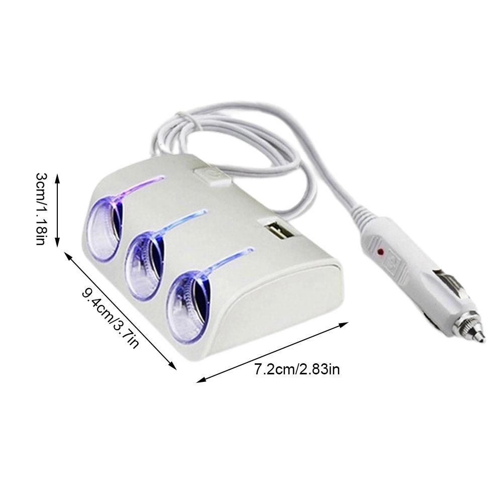 Car Charger Plug Play Stable Output Car One Tow Three Power Dual USB Charging Adapter Universal 12V Car Power Adapter Plug