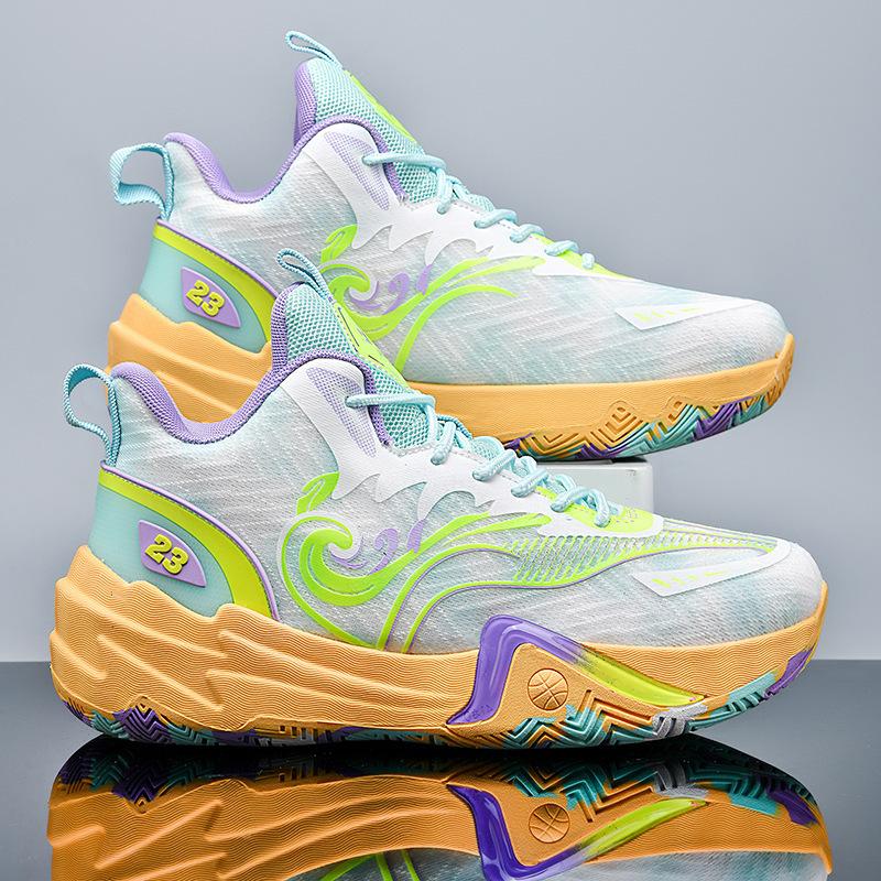 Large size 2025 new spring and autumn basketball shoes men's middle help running sports shoes students outdoor actual combat sneakers