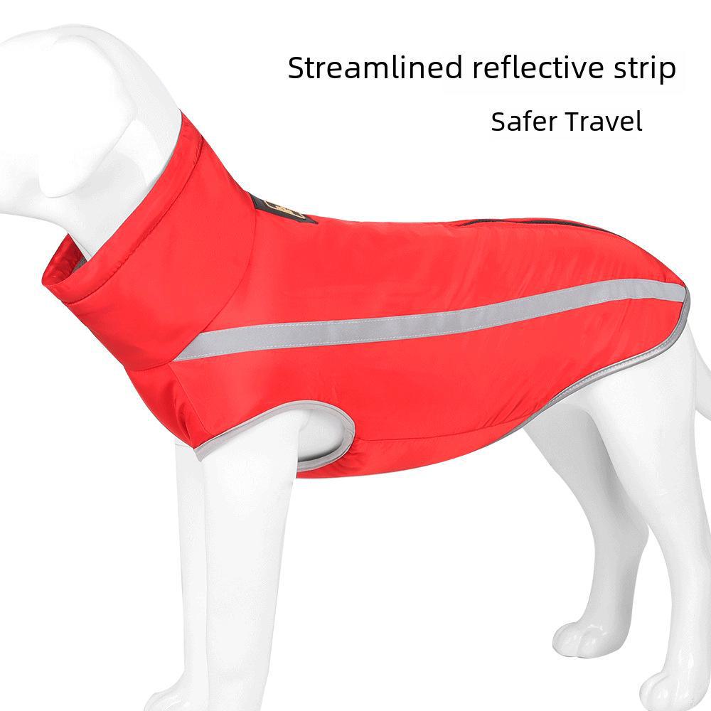 Large Dog Reflective Jacket: Cozy Velvet-Lined Cotton for Autumn & Winter