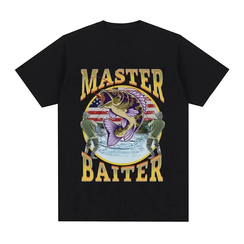 Y2k Tshirt Men Clothing New in Top Tees Mens TShirt Camisetas Funny Master Baiter Fishing Parody Short Sleeved Round Neck