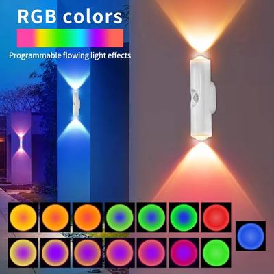 Double-head Cabinet Lamp Under Kitchen Spotlight with Motion Sensor Tri Color White or RGB Optional Rechargeable Sunset Light
