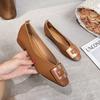 Fashion New style French Low Heel Square Head Shallow Mouth Single Shoes Women's Soft Sole Flat Shoes shoes for women zapatos de mujer
