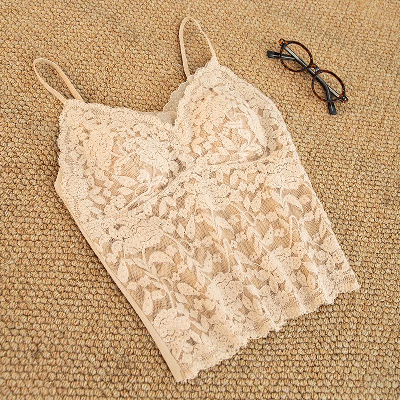 Fleece-Lined Lace Camisole with Chest Pad - Autumn/Winter Slimming Anti-Exposure Top
