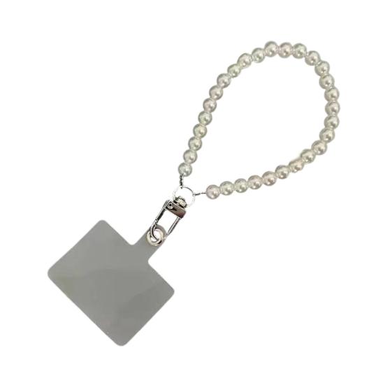 Mobile Phone Lanyard with Adjustable Chain Faux Pearl Beaded Crossbody Necklace Strap Anti-lost Wrist Strap for Phone Case Accessories
