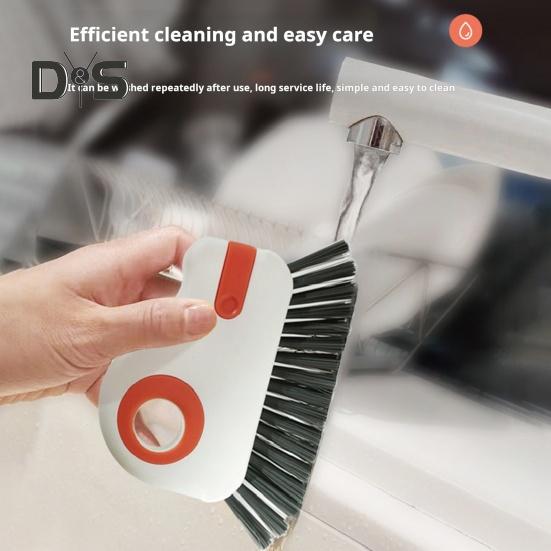 

2/ 4 Pcs 2-In-1 Crevice Brush Window Track Cleaning Tool Portable Hard Bristle Brush with Hidden Scraper Multifunctional Groove Brush for Sliding 2pcs серый