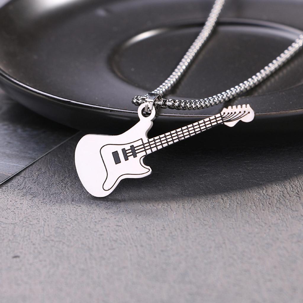 Gitarre Edelstahl Halskette Herren Street Schmuck Hip-Hop Punk Pullover Kette