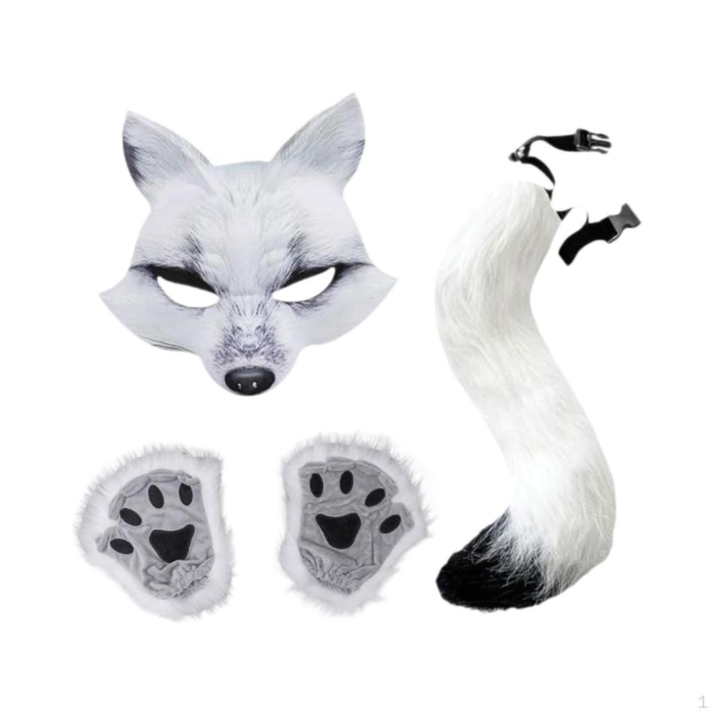Cat Mask And Tail Set for Girls Halloween Costume Fun
